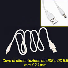 Carica l'immagine nel visualizzatore di Gallery, JZK Bianco 1M Cavo alimentazione USB a DC 5V, cavo ricarica con connettore cilindrico 5,5mm x 2,1mm, adattatore con spin