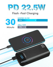 Carica l'immagine nel visualizzatore di Gallery, Power Bank 27.000mAh 22.5W PD3.0 QC4.0 Ricarica Rapida Batteria Esterna 3A USB C Caricatore Portatile con LCD Display Di