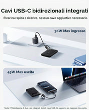 Carica l'immagine nel visualizzatore di Gallery, Baseus FC11 Powerbank 45W 10000mAh con 2 cavi USB-C Integrati, Mini Power Bank Ricarica Rapida con Certificato CCC, Cari