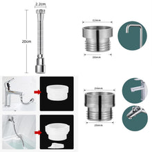 Carica l'immagine nel visualizzatore di Gallery, Prolunga Rubinetto Cucina 20cm, Acciaio Inox, Estensione Rubinetto 360° Girevole con 2 Adattatori, Per Cucine, Bagni, Se