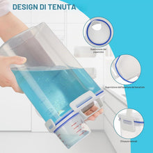 Carica l'immagine nel visualizzatore di Gallery, VINATO Contenitore Ermetico 2.5L per Detersivo in Polvere e Lettiera per Gatti, Box con Beccuccio e Scala di Misura, Materiale PP per Lavanderia e Casa, Coperchio Bianco