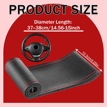 Carica l'immagine nel visualizzatore di Gallery, Coprivolante Auto in Pelle da Cucire, Foderatura per Sterzo 38cm con Perforazione Completa e Cucitura Rossa, Kit di Inst