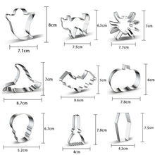 Carica l'immagine nel visualizzatore di Gallery, Formine Biscotti Halloween, Set 9 Pezzi Stampi in Acciaio Inox – Zucca, Pipistrello, Fantasma, Strega, Gatto, Ragno, Sch