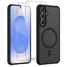 Carica l'immagine nel visualizzatore di Gallery, Magnetica Cover per Samsung Galaxy S25 FE Custodia Compatibile con MagSafe con 2 Vetro Temperato,Traslucida Opaca Protez