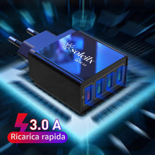 Carica l'immagine nel visualizzatore di Gallery, Caricatore USB da Muro 40W, 4 Porte con QC 3.0 Carica Rapida, Caricabatterie Multiplo per iPhone 15 14 13 12 11 X, Samsu
