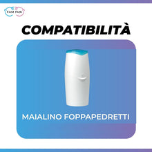 Carica l'immagine nel visualizzatore di Gallery, Fam Fun - 5 Ricariche Extra Lunghe Profumate Compatibili con Mangiapannolini Maialino Foppapedretti Angelcare - Contengo