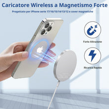 Carica l'immagine nel visualizzatore di Gallery, Caricatore Wireless per iphone Magnetico, 15W Rapida Certificato Compatibile con iPhone Serie 17 Pro Max/Pro/Air/17/16/1