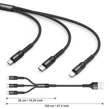Carica l'immagine nel visualizzatore di Gallery, RAVIAD Multi Cavo di Ricarica 3 in 1 Multiplo Cavetto Micro USB C 1.26M