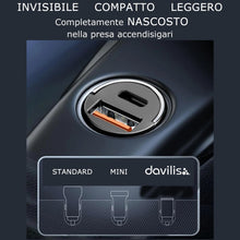 Carica l'immagine nel visualizzatore di Gallery, Davilis® Caricabatterie da Auto presa Accendisigari a Ricarica Rapida PD C 30W USB A QC 3.0 60W totali per Cellulare Sma