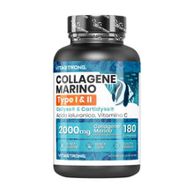 Carica l'immagine nel visualizzatore di Gallery, Collagene Marino Idrolizzato 2000mg Tipo I e II, Acido Ialuronico, 180 cpr