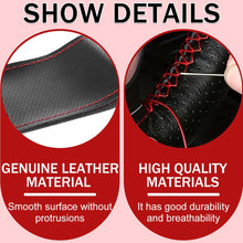 Carica l'immagine nel visualizzatore di Gallery, Coprivolante Auto in Pelle da Cucire, Foderatura per Sterzo 38cm con Perforazione Completa e Cucitura Rossa, Kit di Inst