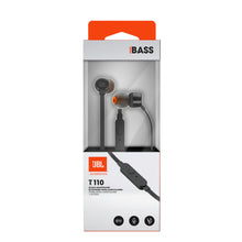Carica l'immagine nel visualizzatore di Gallery, JBL Premium In-Ear cuffie con microfono, cavo piatto con telecomando universale Modello T110 Model T110 Nero