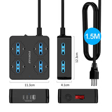 Carica l'immagine nel visualizzatore di Gallery, POWSAF Presa Multipla 8 Prese Quadrata, Ciabatta Elettrica con 4 USB e Interruttore - Multipresa Compatta per Casa/Uffic