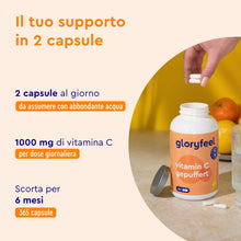 Carica l'immagine nel visualizzatore di Gallery, Vitamina C Tamponata – 1000 mg per Dose Giornaliera – Alta Tollerabilità, Delicata sullo Stomaco, Vegan – 365 Capsule pe