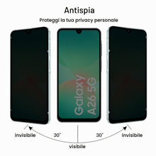 Carica l'immagine nel visualizzatore di Gallery, Privacy Vetro Temperato per Samsung Galaxy A26/A17 5G, 2 Pezzi Pellicola Protettiva e 2 Pezzi Pellicola Fotocamera, Dure