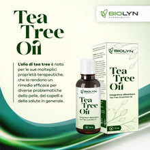 Carica l'immagine nel visualizzatore di Gallery, BIOLYN Tea Tree Oil 20ml – Olio Essenziale Puro di Melaleuca – Naturale al 100% – Ideale per Pelle, Capelli e Aromaterap