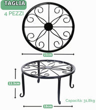 Carica l'immagine nel visualizzatore di Gallery, LATERN 4 Pezzi Supporti per Piante in Metallo, 23CM Supporto per Vasi di Fiori Resistenti Supporto per Contenitori Ripia