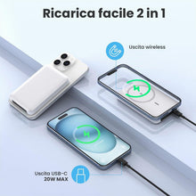 Carica l'immagine nel visualizzatore di Gallery, Power Bank 10000mAh, 20W Magnetico Inalámbricos Ricarica Rapida Caricatore, Ultra Sottile Powerbank Type-C, Batterie est