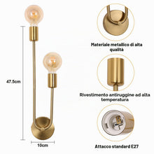 Carica l'immagine nel visualizzatore di Gallery, Riserva Applique da Parete Interno Oro E27, 2 Luci