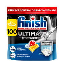 Carica l'immagine nel visualizzatore di Gallery, Finish Ultimate Infinity Shine Pastiglie Lavastoviglie, 100 Capsule Lavastoviglie al Limone, Pastiglie per Lavastoviglie