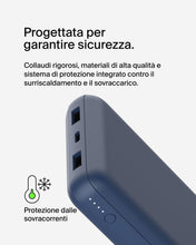 Carica l'immagine nel visualizzatore di Gallery, Belkin BoostCharge Power Bank 20000mAh con Porte USB-C e USB-A - Blu
