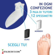 Carica l'immagine nel visualizzatore di Gallery, Italscout -6X Tutore Alluce Valgo+12 Spessimetri, Protezione Uomo Donna, Separatore E Correttore Alluce, In Silicone,Pre