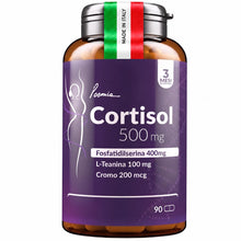 Carica l'immagine nel visualizzatore di Gallery, Cortisol Integratore Alimentare 500mg Fosfatidilserina 400mg + L-Teanina 100mg + Cromo Picolinato 90 Capsule Senza Gluti