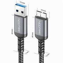 Carica l'immagine nel visualizzatore di Gallery, deleyCON 1m Cavo USB 3.0 Micro-B 5 Gbps - USB-A a Micro-B - Cavo Dati per Hard Disk Esterni HDD/SSD - per Toshiba, WD, S