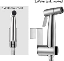 Carica l'immagine nel visualizzatore di Gallery, Bidet Portatile Kit Acciaio Inossidabile WC Doccia con Deviatore 2 Vie, Tubo 1,5m e Supporto Doccetta