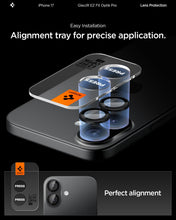 Carica l'immagine nel visualizzatore di Gallery, Spigen Glas.tR EZ Fit Optik Pro Protezione Fotocamera compatibile con iPhone 17, iPhone 16/16 Plus, 2 Pezzi, Nero, Anell