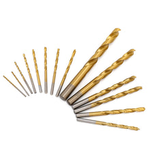 Carica l'immagine nel visualizzatore di Gallery, Amazon Basics Set per trapani in acciaio ad alta velocità per metallo, legno e plastica, 14 pezzi, 1,5-10 mm