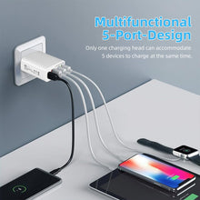 Carica l'immagine nel visualizzatore di Gallery, AXFEE 65W Caricatore Rapido USB, 5Porto USB Caricatore Multipla PD&amp;QC3.0