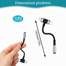 Carica l'immagine nel visualizzatore di Gallery, Adattatore Audio USB-C e Lightning a Jack 3,5mm, Cavo Dongle HiFi per iPhone e Samsung Galaxy, 12cm