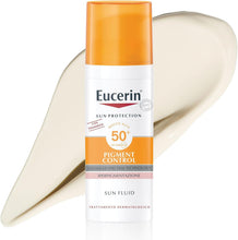 Carica l'immagine nel visualizzatore di Gallery, Eucerin Pigment Control Sun Fluid SPF 50+ 50 ml, Crema solare viso 50+ con filtri UVA/UVB, Protezione solare viso 50+ an