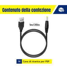 Carica l'immagine nel visualizzatore di Gallery, Cavo Ricarica USB per PSP 1000 2000 3000 E1000, Alimentatore 1m DC 4.0x1.7mm
