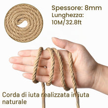 Carica l'immagine nel visualizzatore di Gallery, corda di canapa naturale, Corda Sisal per Tiragraffi per Gatti da 8mm *10m, Cordas Decorativa, Spago per Giardinaggio, C