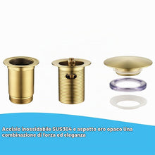Carica l'immagine nel visualizzatore di Gallery, ONECE Set di Scarico Oro Universale Lavabo Bagno in Ottone