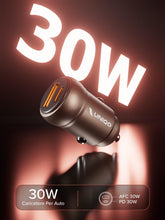 Carica l'immagine nel visualizzatore di Gallery, UNIQO Car Charger 30W, Carica Batteria Auto Mini USB-C USB-A, Presa 12V