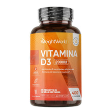 Carica l'immagine nel visualizzatore di Gallery, Vitamina D3 2000 UI Colecalciferolo (50mcg), Vegetariana, 400 Compresse