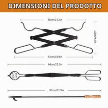 Carica l'immagine nel visualizzatore di Gallery, Uten Kit Camino Attrezzi 2 Pezzi, Pinze per Caminetti e Fire Poker per Camino, Set Utensili Camino in Ferro Battuto, Acc