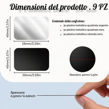 Carica l'immagine nel visualizzatore di Gallery, 9 pezzi Piastrine metalliche per supporto magnetico telefono auto, piastre di ricambio con pellicola adesiva, compatibil