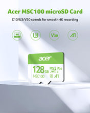 Carica l'immagine nel visualizzatore di Gallery, Acer Scheda di memoria MSC100 Micro SDXC da 128 GB, UHS-I U3/V30, fino a 100 MB/s in lettura, 45 MB/s in scrittura, per 
