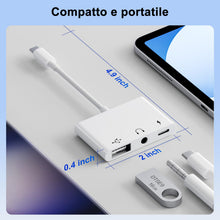 Carica l'immagine nel visualizzatore di Gallery, 3 in 1 Adattatore USB C Jack 3.5 mm con Adattatore per Charger 60W OTG