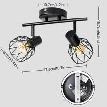 Carica l'immagine nel visualizzatore di Gallery, Dehobo Faretti LED Soffitto Orientabili 2 Luci E14 Metallo Nero