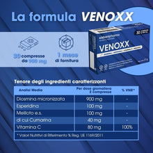 Carica l'immagine nel visualizzatore di Gallery, CISBANI PHARMA Venoxx Diosmina, Esperidina, Meliloto e Vitamina C, 30 cpr