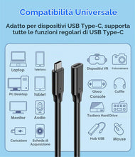 Carica l'immagine nel visualizzatore di Gallery, Cavo Prolunga USB C 1M, Cavo USB C Femmina a Maschio, Cavo Estensione USB Tipo C, Alta Velocità USB 3.2 10Gbps 5A/100W 4