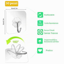 Carica l'immagine nel visualizzatore di Gallery, 30 Pezzi Ganci Adesivi, Autoadesivo Gancio Trasparenti, Gancio Adesivo