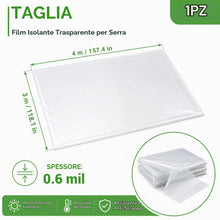 Carica l'immagine nel visualizzatore di Gallery, 3*4m Telo Serra Trasparente, Film in Plastica per Serra e Copertura Piante, Protezione dal Freddo Invernale e dal Sole, 
