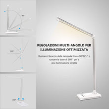 Carica l'immagine nel visualizzatore di Gallery, oxylops Lampada da Scrivania LED Protezione Degli Occhi, lampada Touch Control Pieghevole per cameretta,ufficio, con por
