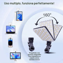 Carica l'immagine nel visualizzatore di Gallery, Luce selfie a 60 LED, 3 modalità di illuminazione, ricaricabile con clip per telefono/laptop/fotocamera e CRI 97+ per la